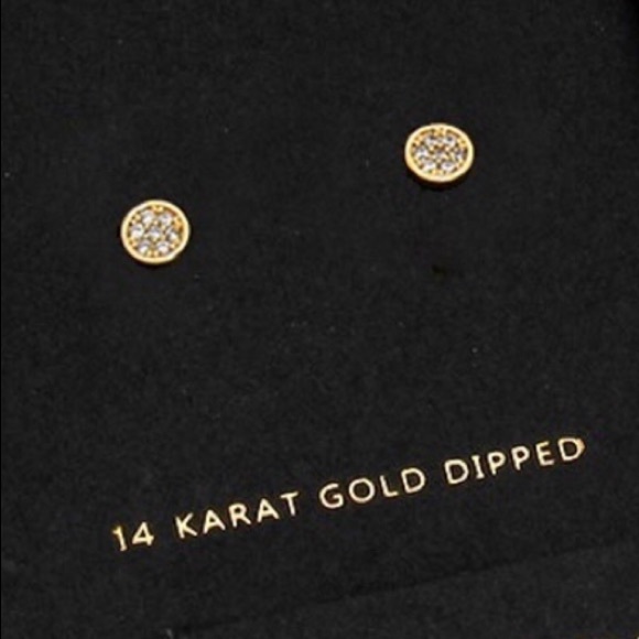 14K gold dip cubic zirconia post back stud earring - Picture 3 of 6